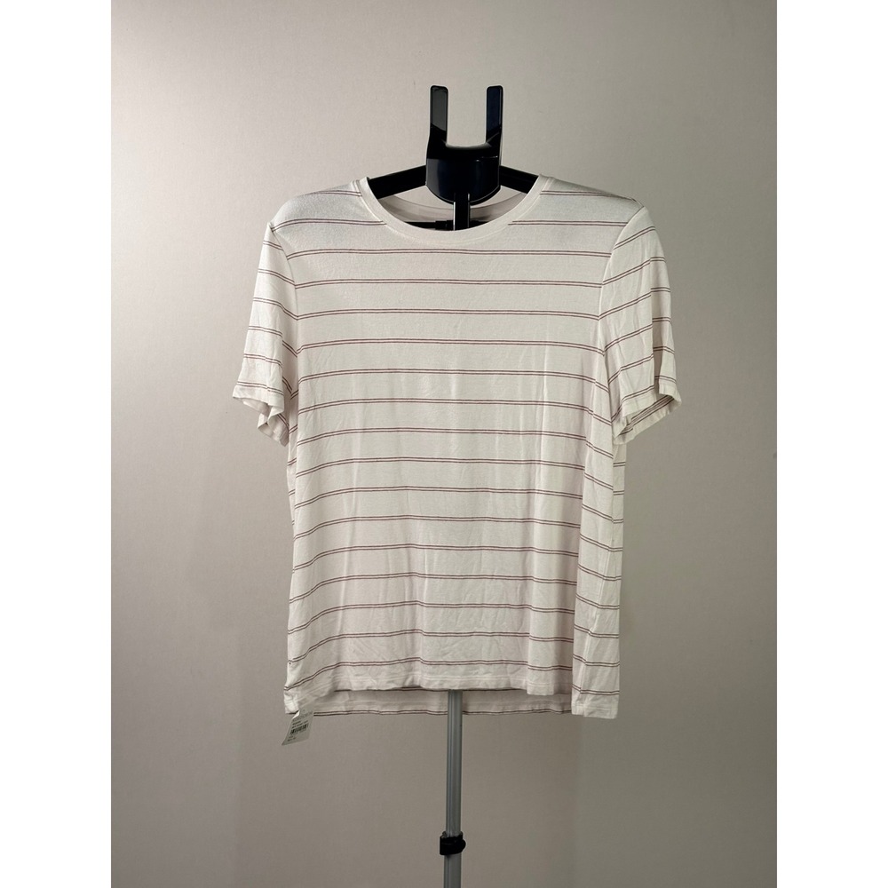 Nordstrom Signature White Bethany Stripe Viscose Blend Tee NS428390MI Large